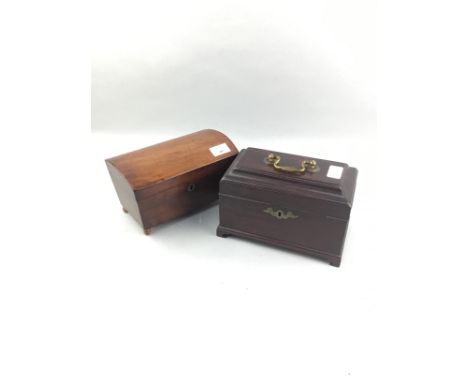 19TH CENTURY MAHOGANY TEA CADDY, 22cm wide, along with another caddy (2)
