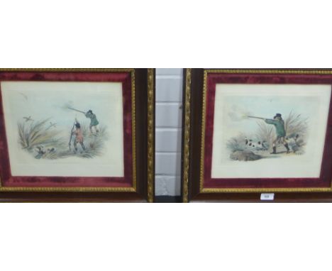Pair of coloured Hunting prints in glazed frames, 31 x 27cm, (2) 