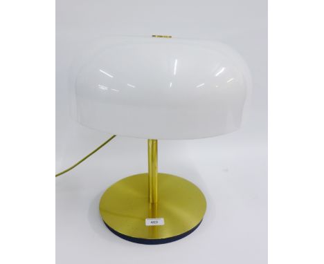 Valenti, Milan Italy table lamp base, with opaque white shade and gold coloured metal base, 41cm high  