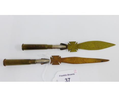 Two Trench Art paper knives (2) 