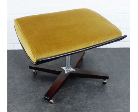 Paul Conti for G-Plan Model 6251 vintage Ottoman footstool with bentwood curved top on a chrome base, with gold upholstered c