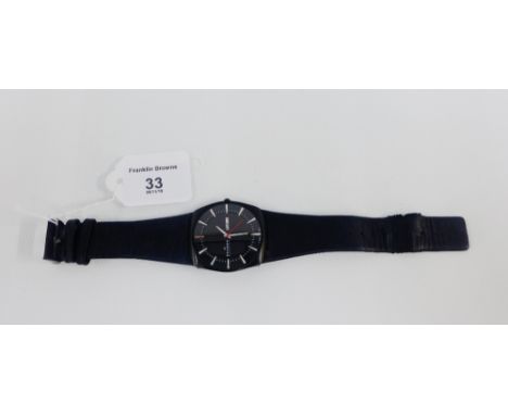 Gents Skagen Titanium 3 ATM wristwatch on black leather strap