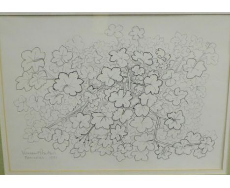 Vincent Butler RSA (1933-2017) 'Panarea' Pencil Sketch of Flowers, signed and dated 1991, in a glazed frame, 32 x 23cm 