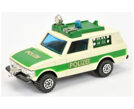 Matchbox Superkings Pre-production K64 Range Rover "Polizei" - white, green, blue tinted windows, green interior, chrome bump