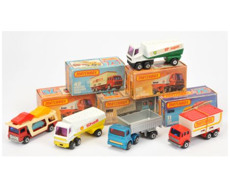 Matchbox Superfast group of Commercial Cars to include, (1) 63b Freeway Gas Tanker "BP Super" - white tractor unit with purpl