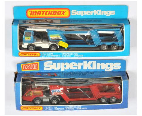 Matchbox Super Kings, a mixed boxed pair of Car Transporters to include, (1) K10 Articulated Car Transporter - red cab &amp; 