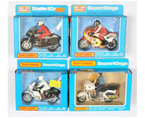 Matchbox Super Kings, a mixed boxed group of Motorbikes to include, (1) K81 Suzuki RG500 Racing Motorcycle - white &amp; red 