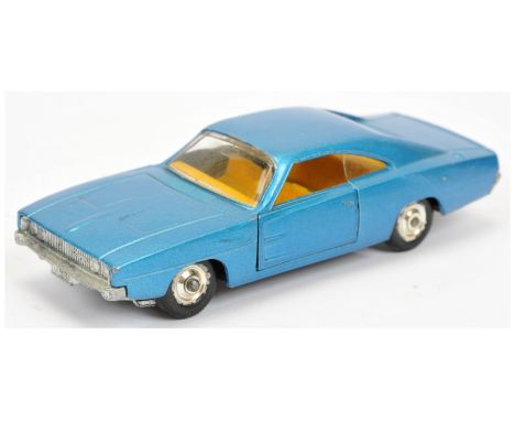 Matchbox King Size K22 Dodge Charger factory Pre-production trial model - metallic blue body with opening doors, clear window