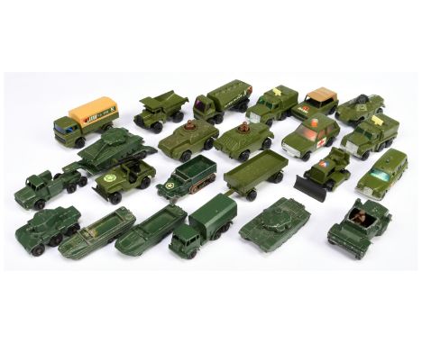 Matchbox Superfast &amp; Regular Wheels Military group to include 16a Badger Military Radar Truck; 18a Field Car; 20b Range R