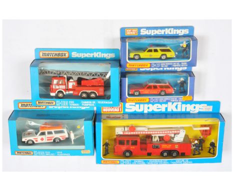 Matchbox Super Kings, a mixed boxed group of Emergency Service Vehicles to include, (1+2)  K67 Dodge Monaco Fire Chief Car - 