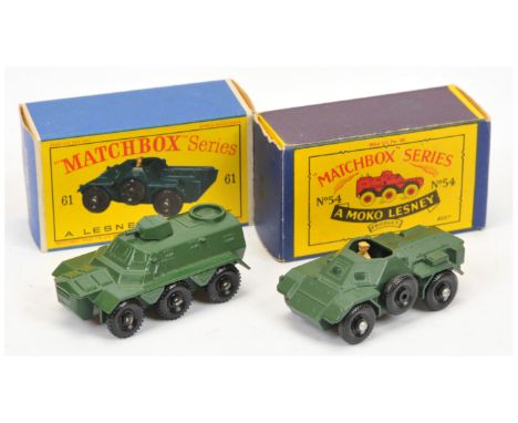 Matchbox Regular Wheels pair of Military vehicles. (1) 54a Saracen Armoured Personnel Carrier - cast closed rear base, 30-tre