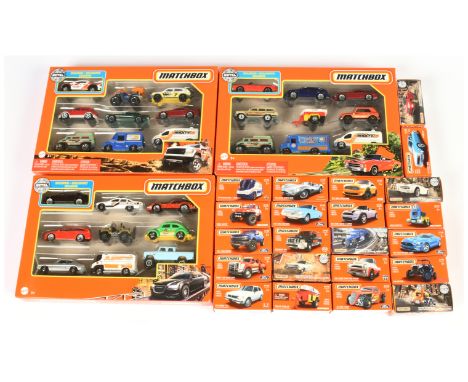 Matchbox Superfast 9 Car Packs and similar Mattel Issues, a boxed group. Includes Chevrolet, Ford, Fiat, Volvo and others sim
