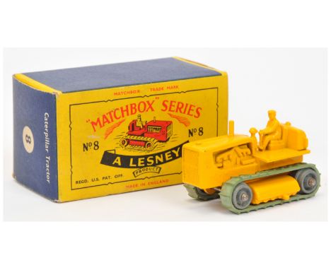 Matchbox Regular Wheels 8c Caterpillar Tractor - Stannard Code 2 - yellow body, type A base with model number 18 cast, metal 