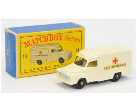 Matchbox Regular Wheels 14c Bedford Lomas Ambulance - Stannard Code 17 - off white body with silver trim to grille &amp; head