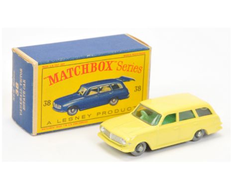 Matchbox Regular Wheels 38b Vauxhall Victor Estate - Stannard Code 5 - primrose yellow body, silver grille and headlamps, gre
