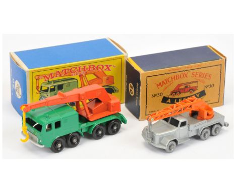Matchbox Regular Wheels Crane pair (1) 30b Magirus Deutz Crane Truck - silver type A body, light matt orange type A jib, bare