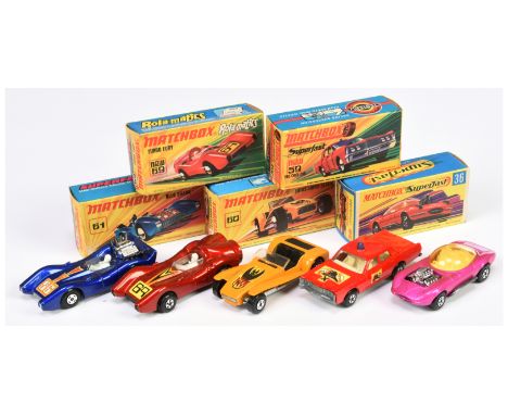 Matchbox Superfast group (1) 36b Hot Rod Draguar - metallic candy pink body, amber canopy, pale yellow interior, bare metal b