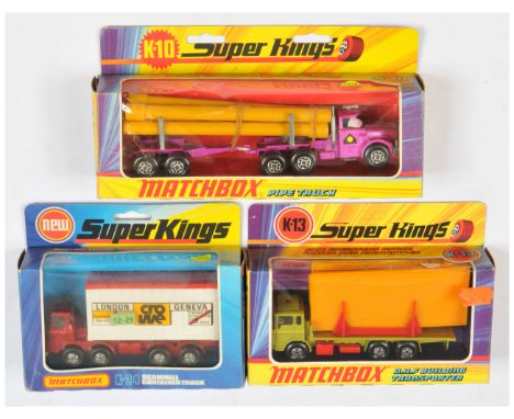 Matchbox Super Kings, a mixed boxed group of Commercial Vehicles to include, (1) K13 DAF Building Transporter - metallic lime