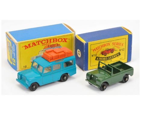 Matchbox Regular Wheels pair (1) 12b Land Rover - military green body with silver trim to headlamps &amp; front bumper, type 