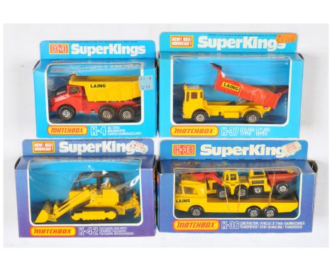 Matchbox Super Kings, a mixed boxed group of Construction Vehicles to include, (1) K4 Big Tipper, Bright red body, yellow tip