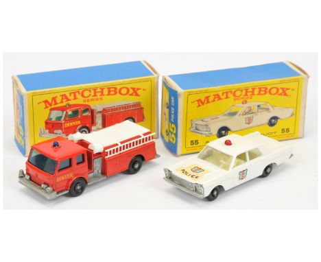 Matchbox Regular Wheels Emergency pair (1) 29c American La France Fire Pumper Truck "Denver" - red body with dark yellow door