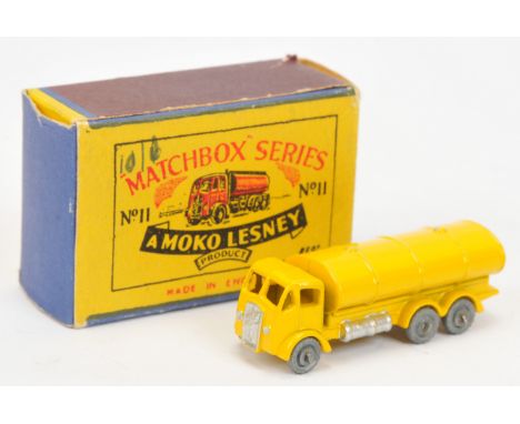 Matchbox Regular Wheels 11a ERF Tanker - Stannard Code 5 - lemon yellow body with silver trim &amp; type B round chassis brac