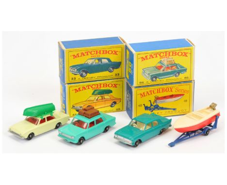 Matchbox Regular Wheels group of Cars (1) 33b Ford Zephyr 6 - darker turquoise body without rear silver trim, 9 x 36 tread pl