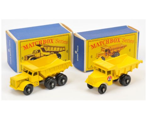 Matchbox Regular Wheels pair (1) 6b Euclid Quarry Truck - type C body, type B tipper body with cross brace (2) 6c Euclid Dump