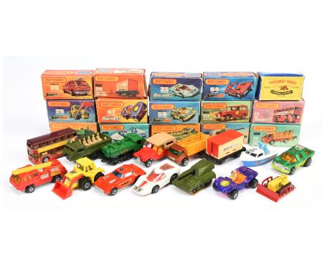 Matchbox Superfast, a mixed boxed group to include, 53c CJ6 Jeep, 35b Fandango, 64c Fire Cheif, and others similar - Good to 