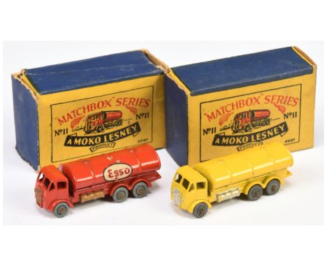 Matchbox Regular Wheels 11a ERF Tanker pair (1) Stannard Code 5 - lemon yellow body with silver trim &amp; type B round chass