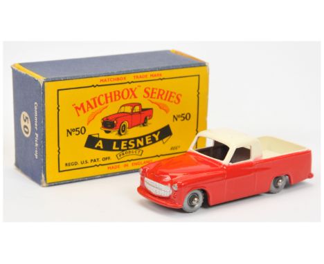 Matchbox Regular Wheels 50a Commer Pick-up Truck Stannard 8 with Factory Error - red body with mask sprayed silver grille &am