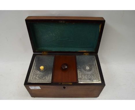 19TH CENTURY MAHOGANY TEA CADDY OF HINGED RECTANGULAR FORM