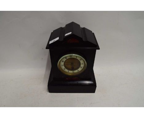 BLACK SLATE CASED MANTEL CLOCK