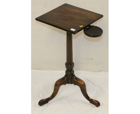 18th Century Chippendale period mahogany wine table raised on tripod base with candle stand, 73 cm tall. Condition Report:No 