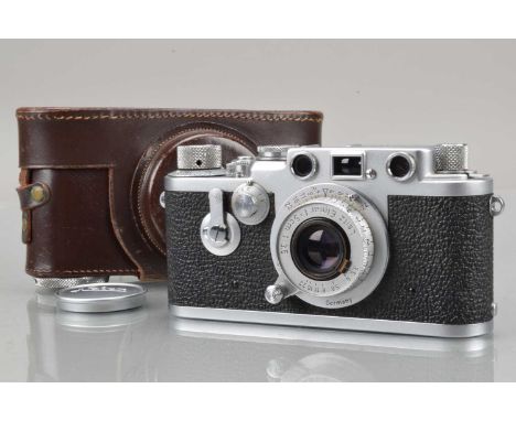 A Leitz Wetzlar Leica IIIf Rangefinder Camera, red dial, serial no 688431, 1954, shutter working, sluggish, not fully closing