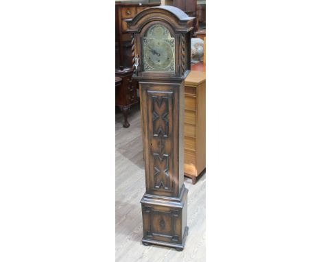 A geometric moulded Westminster chiming granddaughter clock, height 162cm.  