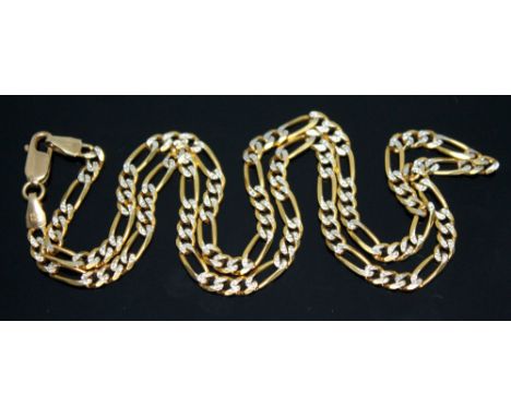 A two colour linked chain necklace, marked '9kt' and also with 9ct gold import marks, wt. 8.92g, length 44cm.  Condition - mi