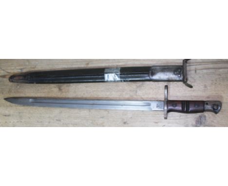 A WWI Remington P17 bayonet and scabbard.  