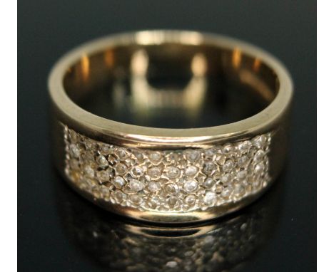 A hallmarked 9ct gold ring set with diamonds, gross wt. 3.63g, size O.  Condition - good, general wear.