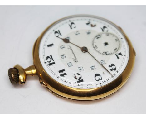 An early 20th century French Chronometre pocket watch - as found,  the 46mm case stamped with eagle head hallmark to inner an