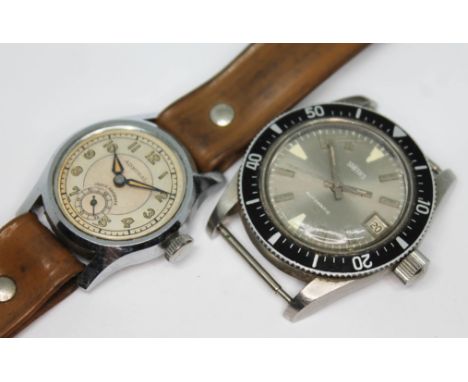 Two stainless steel wristwatches comprising a 1940s Admiral 28mm 15 jewel military style manual wind wristwatch and a Smiths 