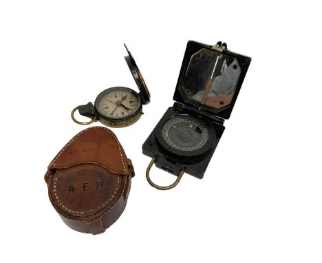 First World War Officers' private purchase Verners type compass, by Elliot Bros, London, the case engraved A. E. Davidson, in