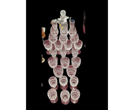 A Waterford Colleen pattern cut crystal serviceAll in good condition. Comprises 5 x15.5 cm champagne glasses, 4 x 13cm wines 