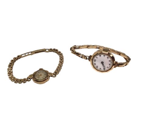 Two 9ct gold vintage ladies wristwatches both on 9ct gold braceletsTotal weight 29.9 grams