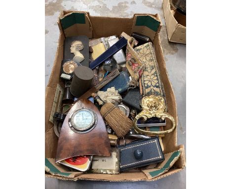 Vintage car clock, old servants bell pull and sundries