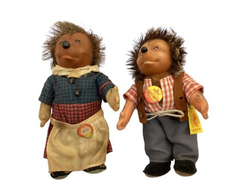 Steiff hedgehog family Micki, Mecki, Mucki, Macki (No Steiff label) (4)No loose limbs and we don't believe anything is missin
