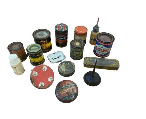Collection of vintage tins to include tyre repair paste etc.
