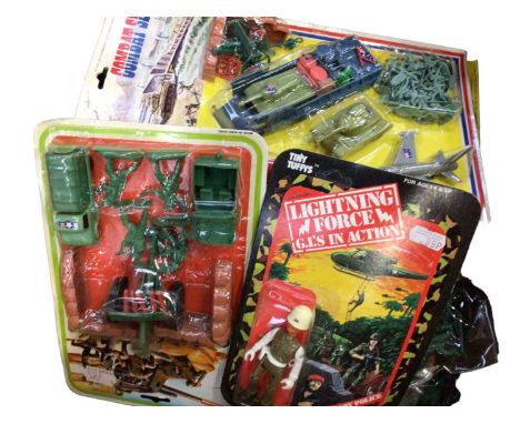 Large selection of modern action figures &amp; soldiers mostly on card with blister packs (4 boxes)