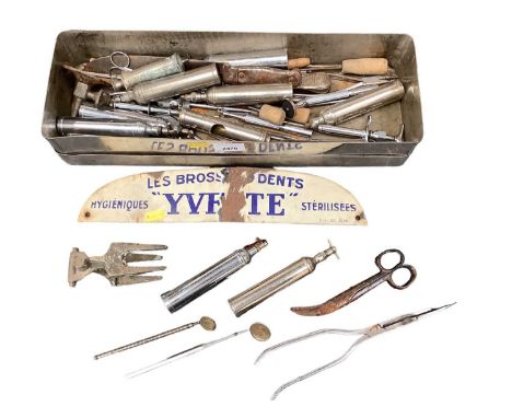 French enamel medical sign and implements
