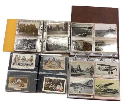 Collection of vintage postcards approximately 680 in five albums including real photographic, topography, street scenes, some